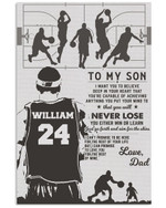 From Dad To My Son You Will Never Lose Personalized Basketball Player Basketball Field poster gift with custom name number for Dads