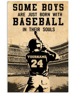 Some Boys Are Just Born With Baseball In Their Souls Personalized Baseball Hitter poster gift with custom name number for Baseball Fans