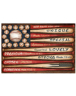 God Says You Are Unique Special Strong Precious Baseball Bat Softball US Flag poster gift for Baseball Players Jesus Prayers