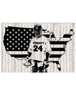 Personalized Lacrosse Player Son Proud Dad Proud Mom US Flag poster gift with custom name number for Dads and Moms