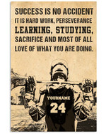 Success Is No Coincidence Learning Studying Personalized Lacrosse Player poster gift with custom name number for Motivation