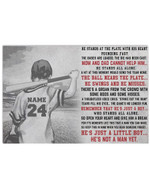 The Ball Nears The Plate He's Just A Little Boy Personalized Baseball Player Son poster gift with custom name number for Dads and Moms