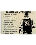 Basketball Life Lessons Personalized Basketball Player Basketball Field poster gift with custom name number for Self Motivation