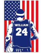 Personalized Basketball Player Son Proud Dad Proud Mom US Flag poster gift with custom name number for Dads and Moms