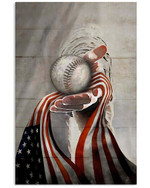 Jesus Giving His Hand With Baseball And US Flag Christian Religious poster canvas gift for Baseball Player Jesus Prayers