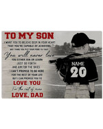 From Dad To My Son You Will Never Lose Love You Personalized Baseball Hitter poster gift with custom name number for Dads