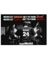 Never Let Failure get To Your Heart Personalized Baseball Player poster gift with custom name number for Self Motivation