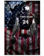 Personalized Football Player Son Proud Dad Proud Mom US Flag poster gift with custom name number for Dads and Moms