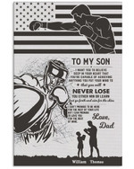 From Dad To My Son Never Lose You Either Win Or Learn Personalized Boxer US Flag poster gift with custom names for Dads