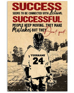 Success Seems To Be Connected With Action Don't Quit Personalized Baseball Catcher poster gift with custom name number for Motivation