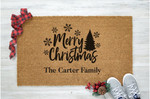 Merry Christmas Snowflake Tree Christmas Welcome Doormat Custom Gift For Christmas Holiday Lovers Winter Decor
