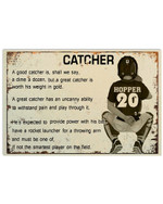 Catcher A Great Catcher Is Worth His Weight In Gold Personalized Baseball Catcher poster gift with custom name number for Motivation