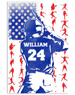 Personalized Baseball Hitter Son Proud Dad Proud Mom US Flag poster gift with custom name number for Dads and Moms