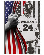 Personalized Lacrosse Player Son Proud Dad Proud Mom US Flag poster gift with custom name number for Dads and Moms