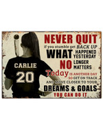 Never Quit What Happened Yesterday Personalized Baseball Hitter Daughter poster gift with custom name number for Dads & Moms Motivation