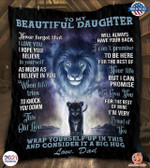 To My Beautiful Daughter I Love You I Hope You Believe In Yourself Lion King Quilt Blanket Gift From Dad To Daughter