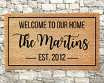 Welcome Come To Our Home Family Welcome Personalized Doormat Gift with Custom Family Name For Christmas Holiday Lovers