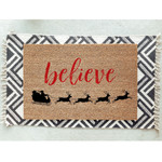 Believe Santa Sleigh Reindeer Welcome Christmas Doormat Gift For Christmas Holiday Lovers Winter Decor