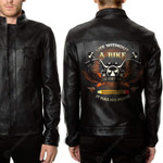 Alohazing Men 2D Printed Leather Jacket Life Without A Bike