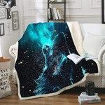 Custom Soft Blanket Wolf Galaxy