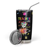 Alohazing 3D Teacher Life Got Me Un Poco Loco Custom Name Design Vacuum Insulated Glitter Tumbler