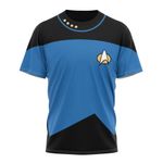 Star Trek The Next Generation Duty Uniform Blue Suit Custom T-Shirt