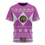 Mighty Morphin Pink Power Rangers Ugly Christmas Custom T-Shirt