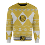 Mighty Morphin Yellow Power Rangers Ugly Christmas Custom Sweatshirt
