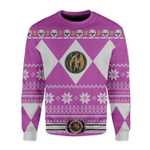 Mighty Morphin Pink Power Rangers Ugly Christmas Custom Sweatshirt