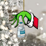 Alohazing 3D Grinch Holding Vaccine Ornament