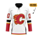 Alohazing 3D White Calgary Flames NHL Custom Name Custom Number Hockey Jersey
