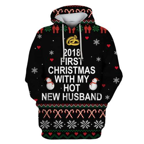2018 First Christmas With My Hot New Husband Custom T-shirt - Hoodies Apparel