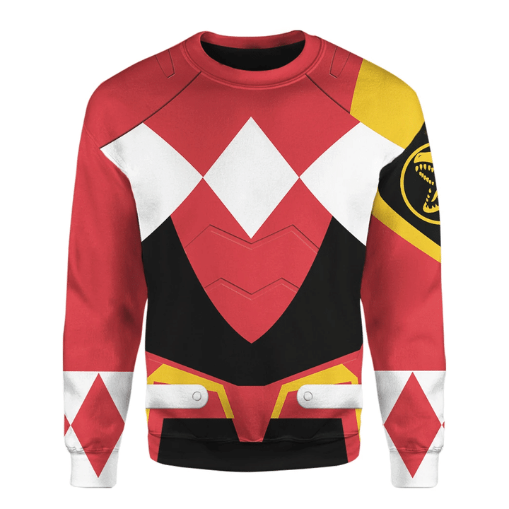 Mighty Morphin Power Rangers Sentry Red Tyrannosaurus Custom Sweatshirt