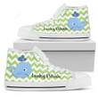 Green Wave Pattern Whale High Top Shoes