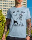 And She Lived Happily Books And Doberman Pinscher Short-Sleeves Tshirt, Pullover Hoodie, Great Gift T-shirt For Thanksgiving Birthday Christmas