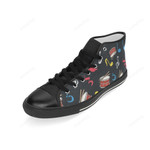 Snare Drum Pattern Black Classic High Top Canvas Shoes