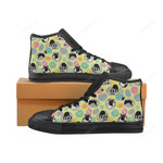 Boston Terrier Pattern Black Classic High Top Canvas Shoes