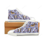 Basset Hound Pattern White Women's Classic High Top Canvas Shoes