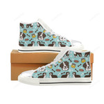 Bernese Mountain Pattern White Women's Classic High Top Canvas Shoes