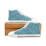 Bloodhound Pattern White Classic High Top Canvas Shoes