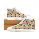 Border Collie Pattern White Classic High Top Canvas Shoes