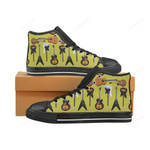 Guitar Pattern Black Classic High Top Canvas Shoes