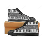 Piano Pattern Black Classic High Top Canvas Shoes