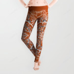 Detailed Burnt Orange Mandala All Over Print 3D Legging