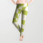 Chartreuse Wavy Checked All Over Print 3D Legging