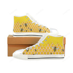 Bee Pattern White Classic High Top Canvas Shoes