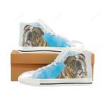 English Bulldog Water Colour Classic High Top Canvas Shoes
