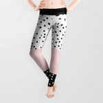 Pink White Black Watercolor Polka Dots All Over Print 3D Legging