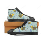 French Horn Pattern Black Men’s Classic High Top Shoes