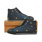 Planet Pattern Black Classic High Top Canvas Shoes